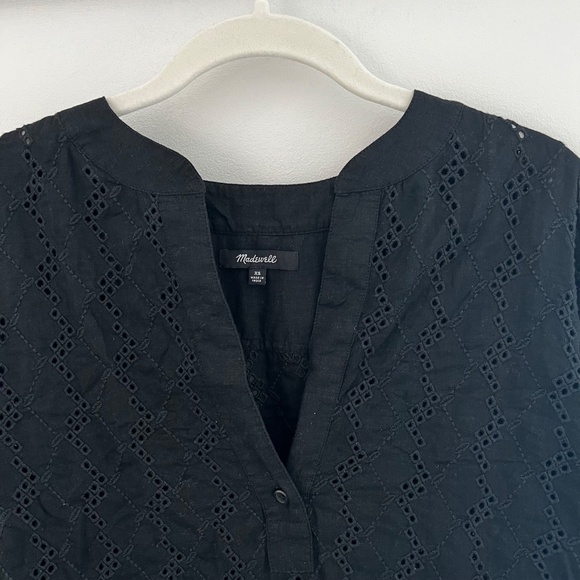 Madewell Long-Sleeve Popover Top in Eyelet – Size X-Small - Picture 5 of 6